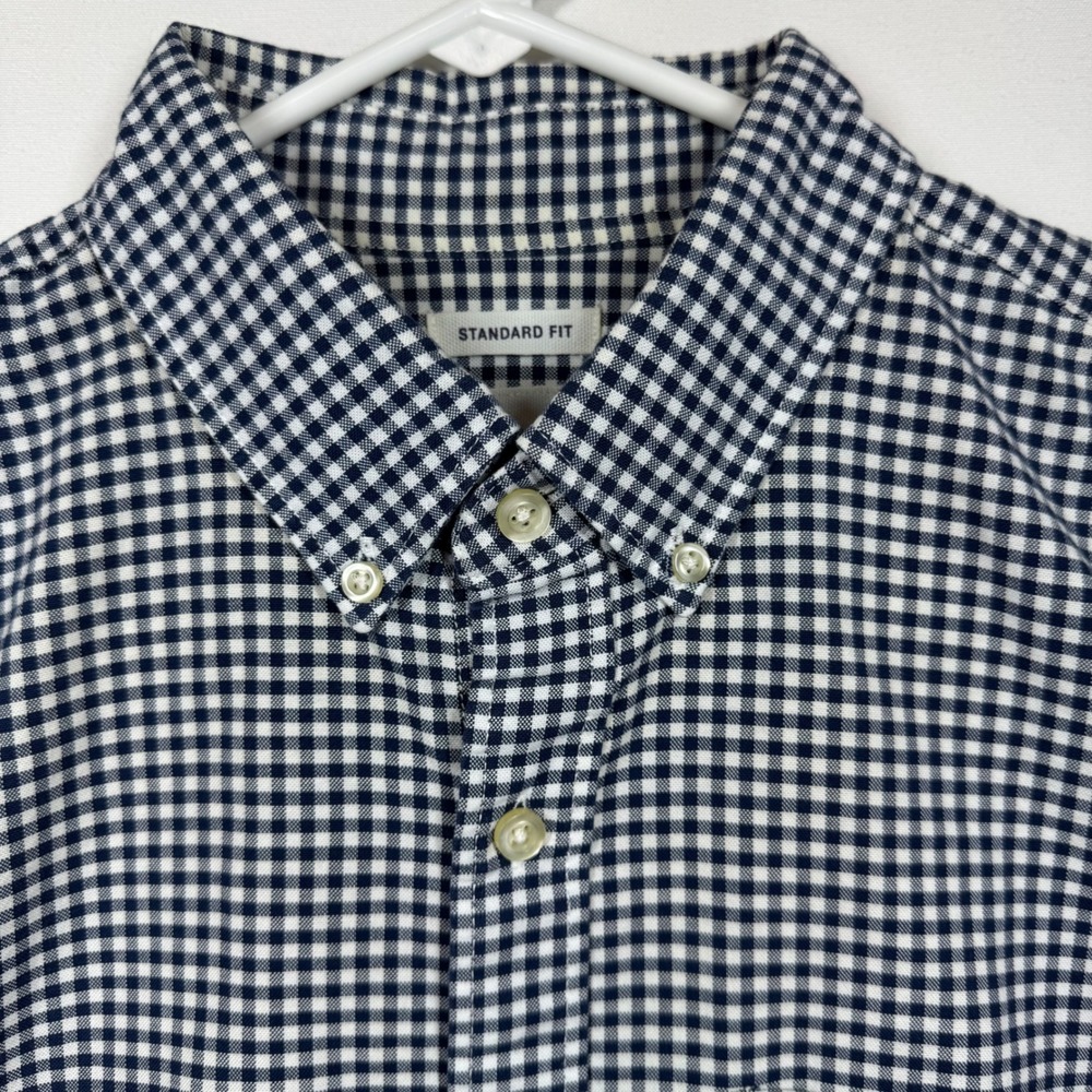 GAP‎ Men's Standard Fit Long Sleeve Button Up Shirt White Blue Gingham Sz Large